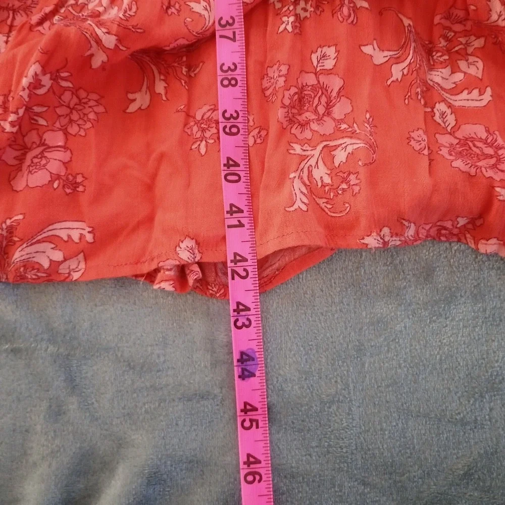 Free People Barclay Dress Maxi Off The Shoulder Floral Ruffle Orange Red Size XS